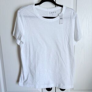 NWT Loft White Sheer Short Sleeve Crewneck Tee Size Large